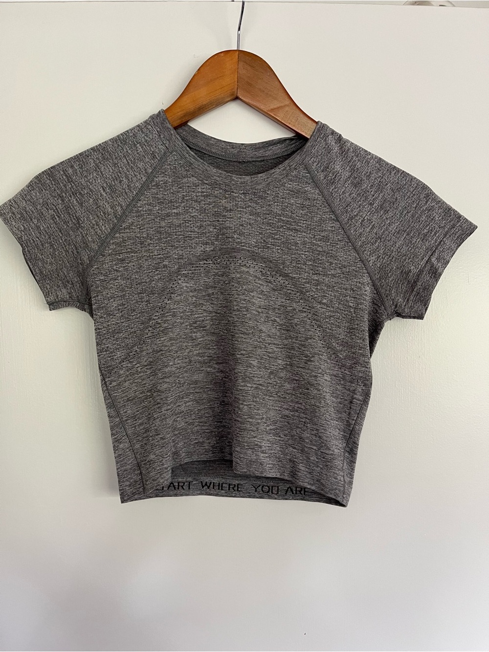 lululemon athletica Gray Short Sleeve Crewneck Crop Top